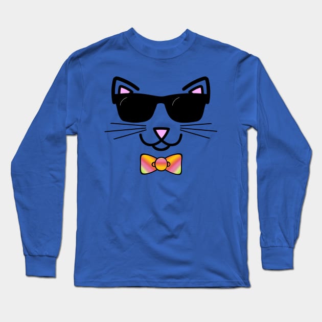 Cool Cat Wearing Sunglasses Long Sleeve T-Shirt by Gravityx9